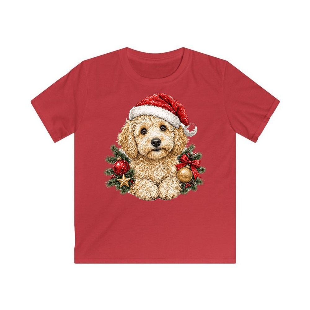 Groodle personalised kids Christmas tee in red
