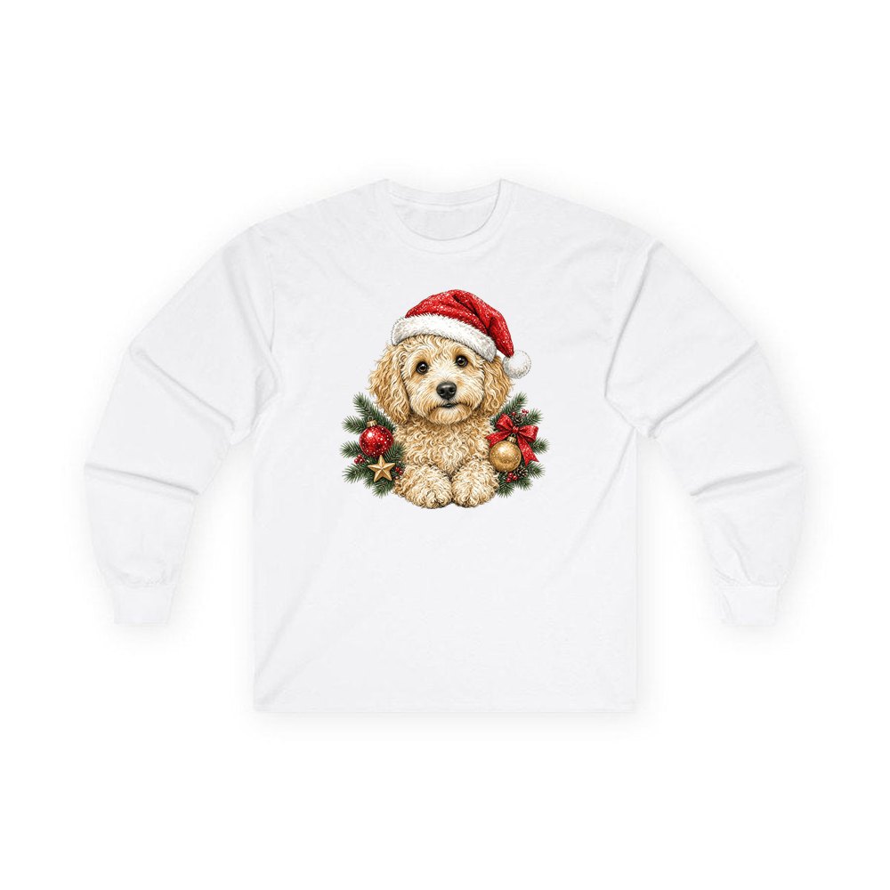 Groodle personalised long sleeve Christmas T-shirt in white