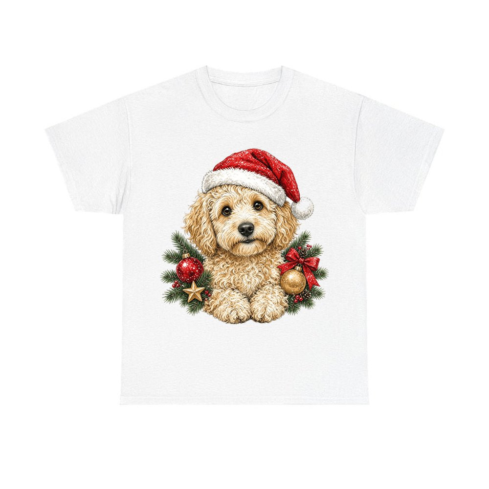 Groodle Christmas design on a white tee