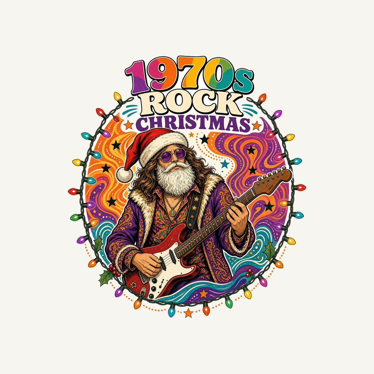 Groovy Rocker Santa Personalised Kids and Baby Christmas Tee