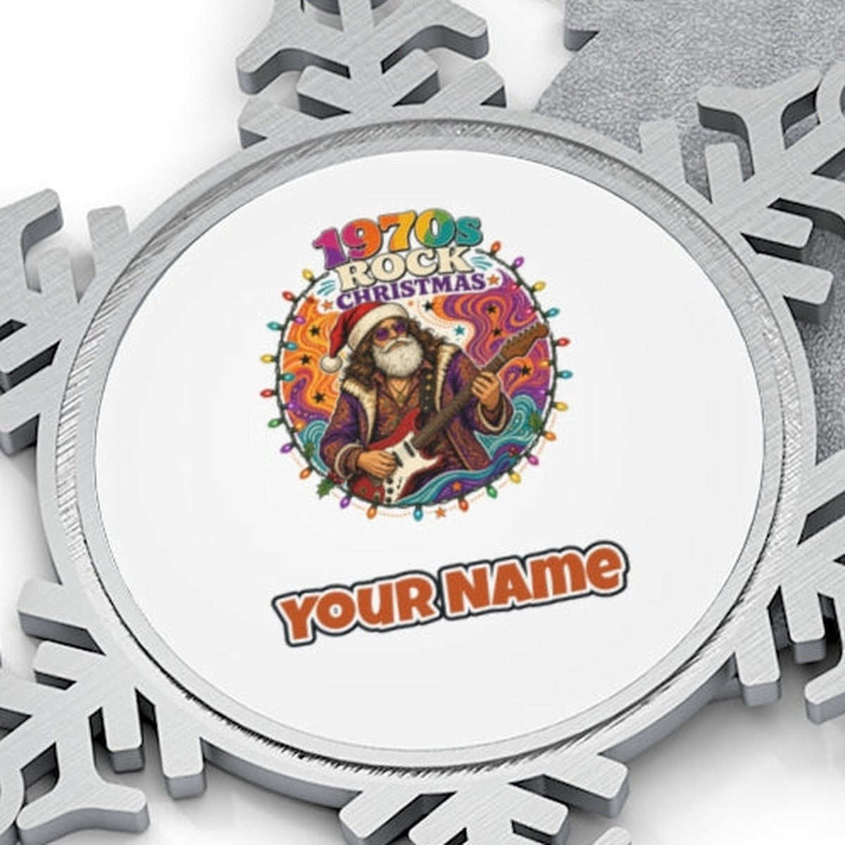 Groovy Rocker Santa Personalised Pewter Christmas Ornament