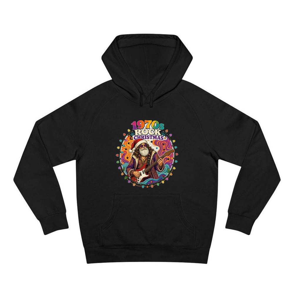 Groovy Rocker Santa personalised Christmas hoodie in black