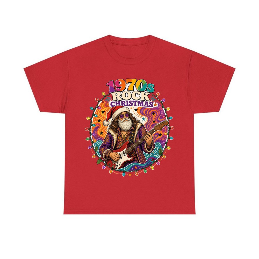 Groovy Rocker Santa personalised Christmas T-shirt in red