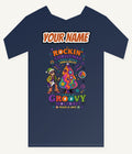 Groovy Rocking Christmas Elf Personalised Kids and Baby Christmas Tee