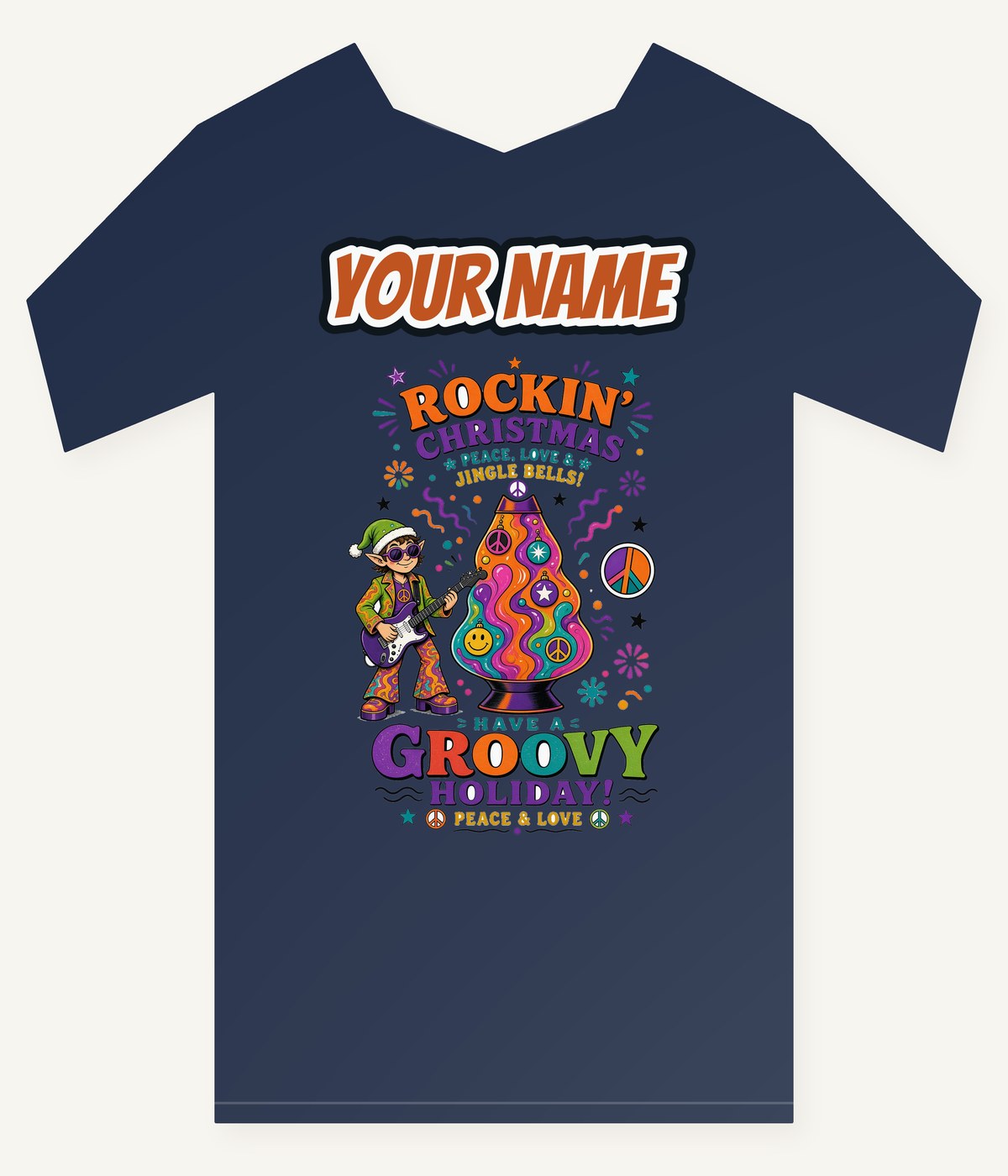 Groovy Rocking Christmas Elf Personalised Kids and Baby Christmas Tee