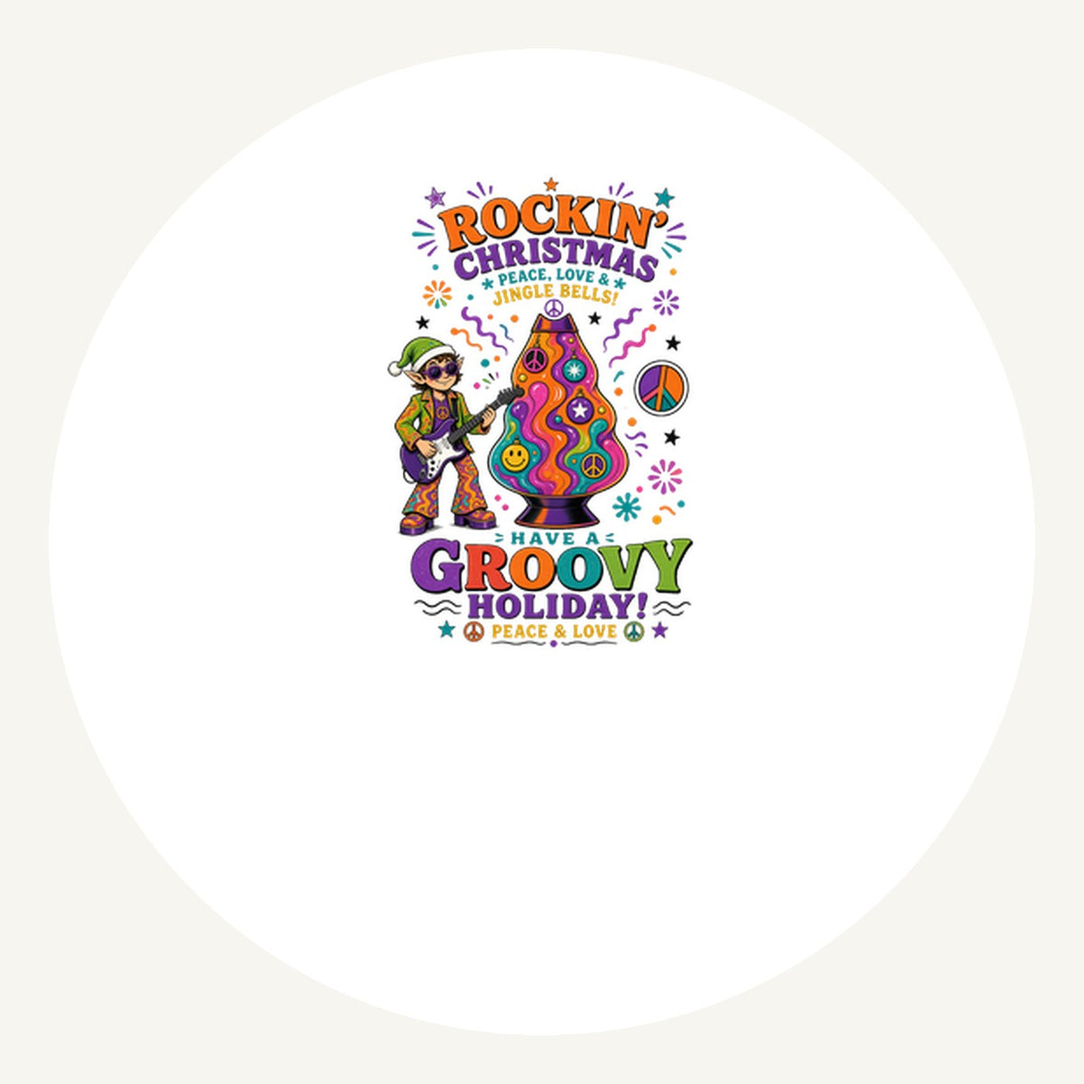 Groovy Rocking Christmas Elf Personalised Pewter Christmas Ornament