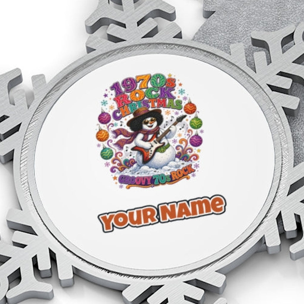 Groovy Seventies Guitar Snowman Personalised Pewter Christmas Ornament