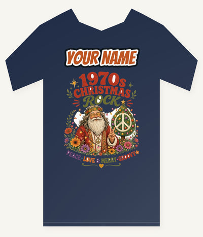 Groovy Seventies Hippie Santa Personalised Kids Tee and Baby Bodysuit