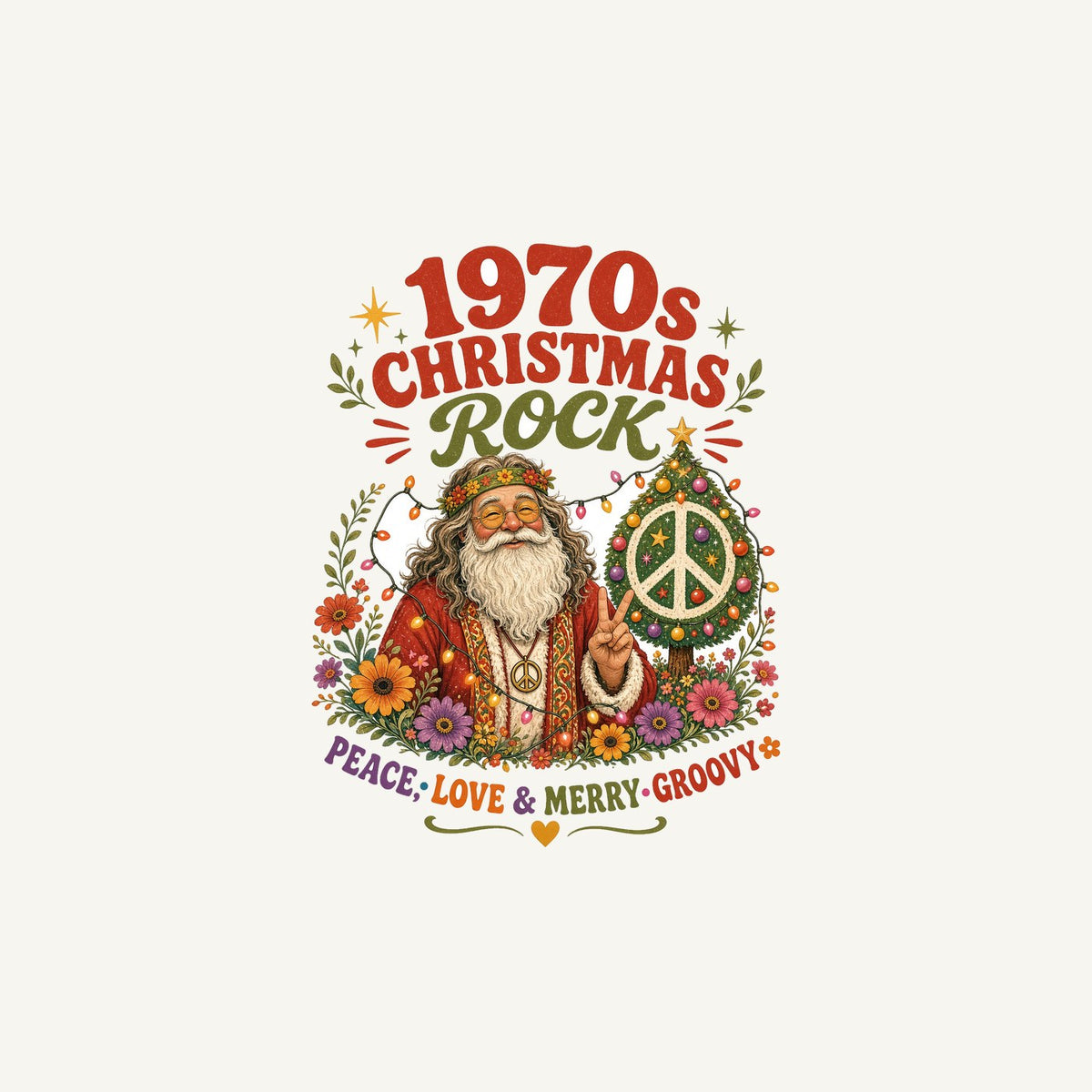 Groovy Seventies Hippie Santa Personalised Christmas Mug