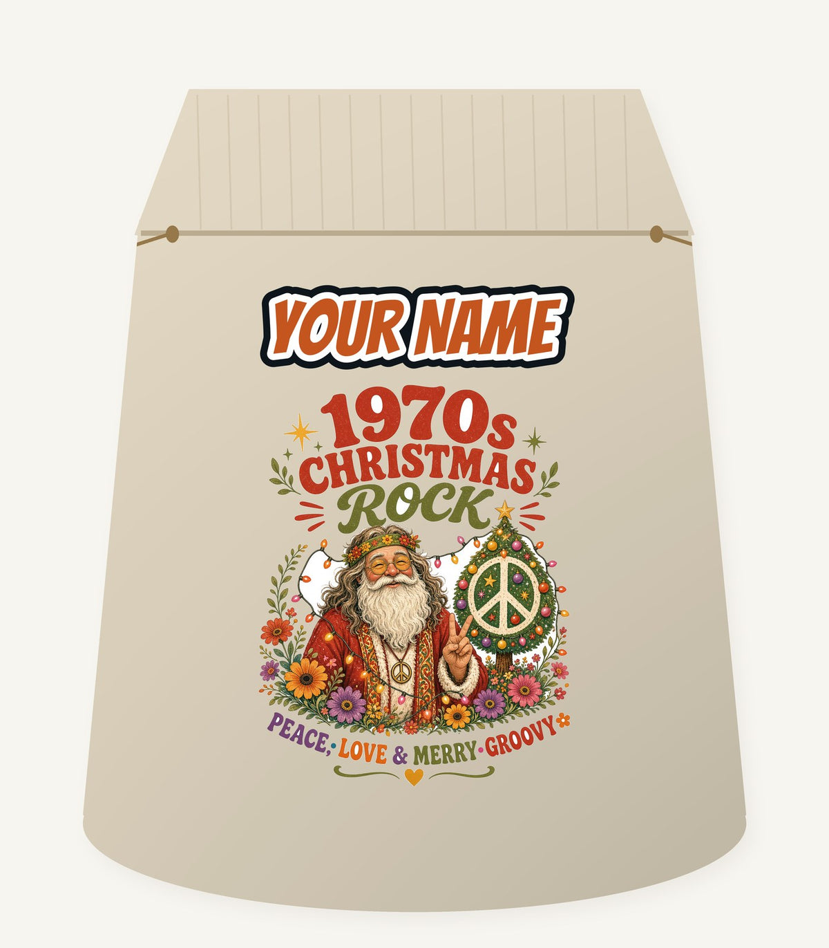 Groovy Seventies Hippie Santa Personalised Santa Sack