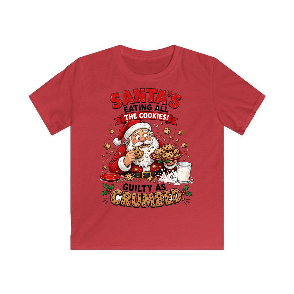 Guilty as Crumbed personalised kids Christmas tee in red