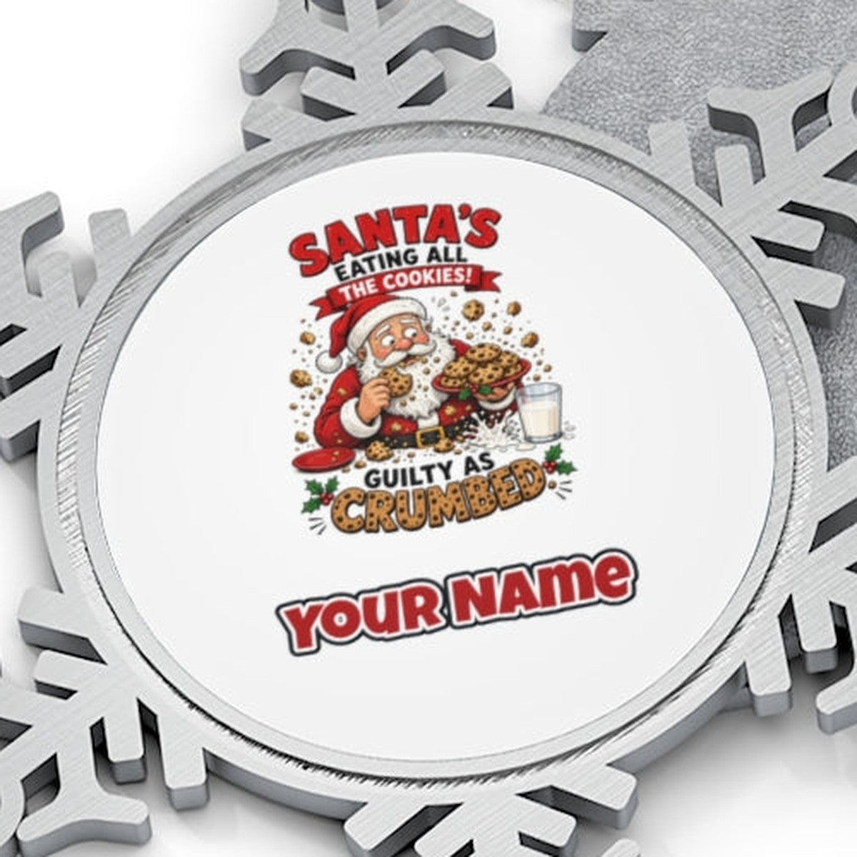 Guilty as Crumbed Personalised Pewter Christmas Ornament