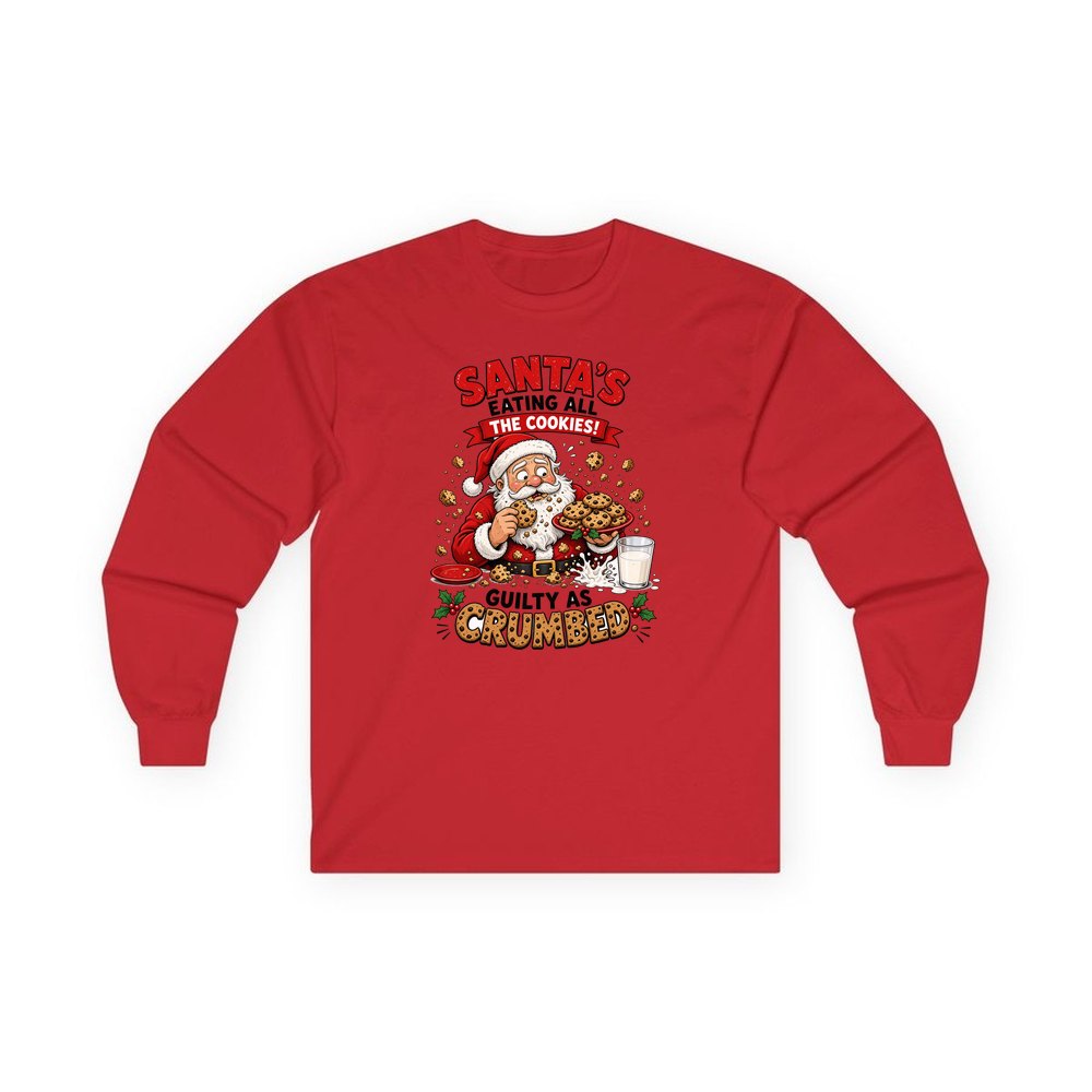 Guilty as Crumbed personalised long sleeve Christmas T-shirt in red