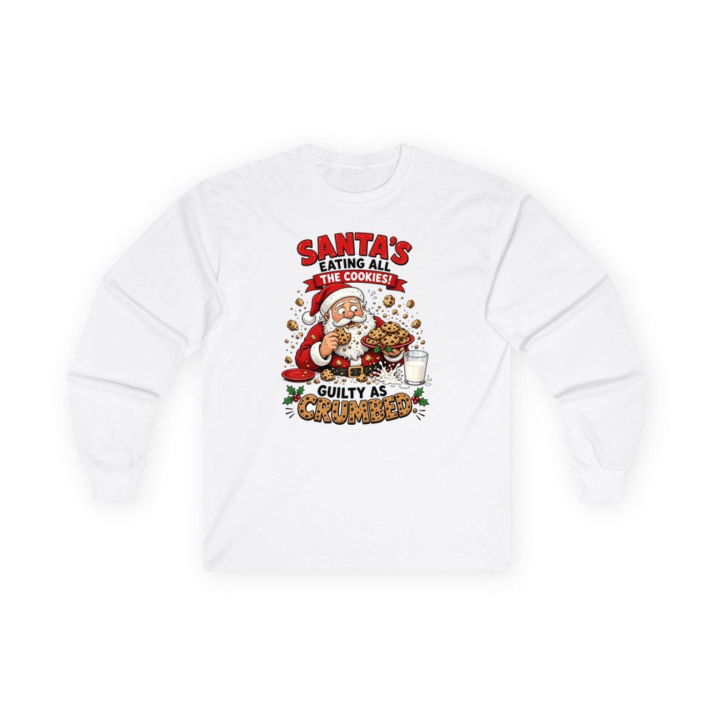 Guilty as Crumbed personalised long sleeve Christmas T-shirt in white