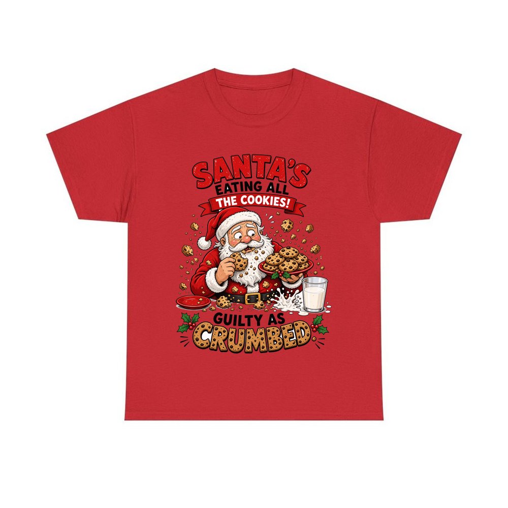 Guilty as Crumbed personalised Christmas T-shirt in red
