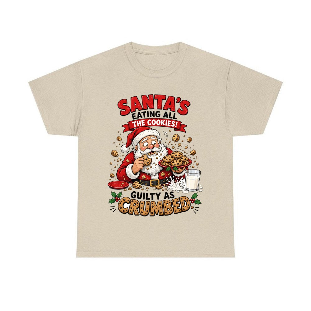 Guilty as Crumbed personalised Christmas T-shirt in sand