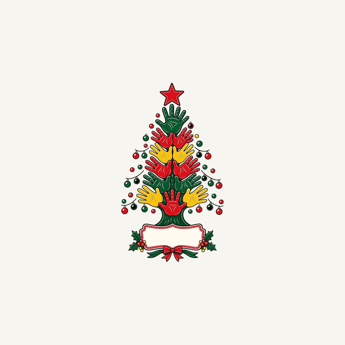 Handprint Christmas Tree Personalised Christmas Mug