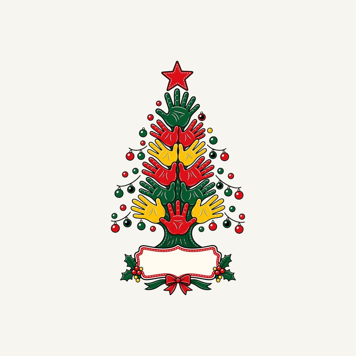 Handprint Christmas Tree Personalised Christmas T-Shirt and Hoodie