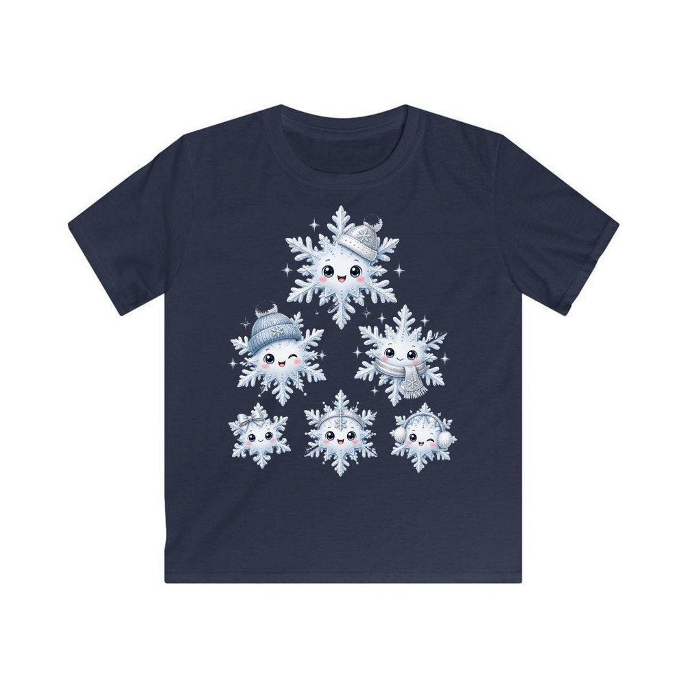 Happy Snowflake Friends personalised kids Christmas tee in navy