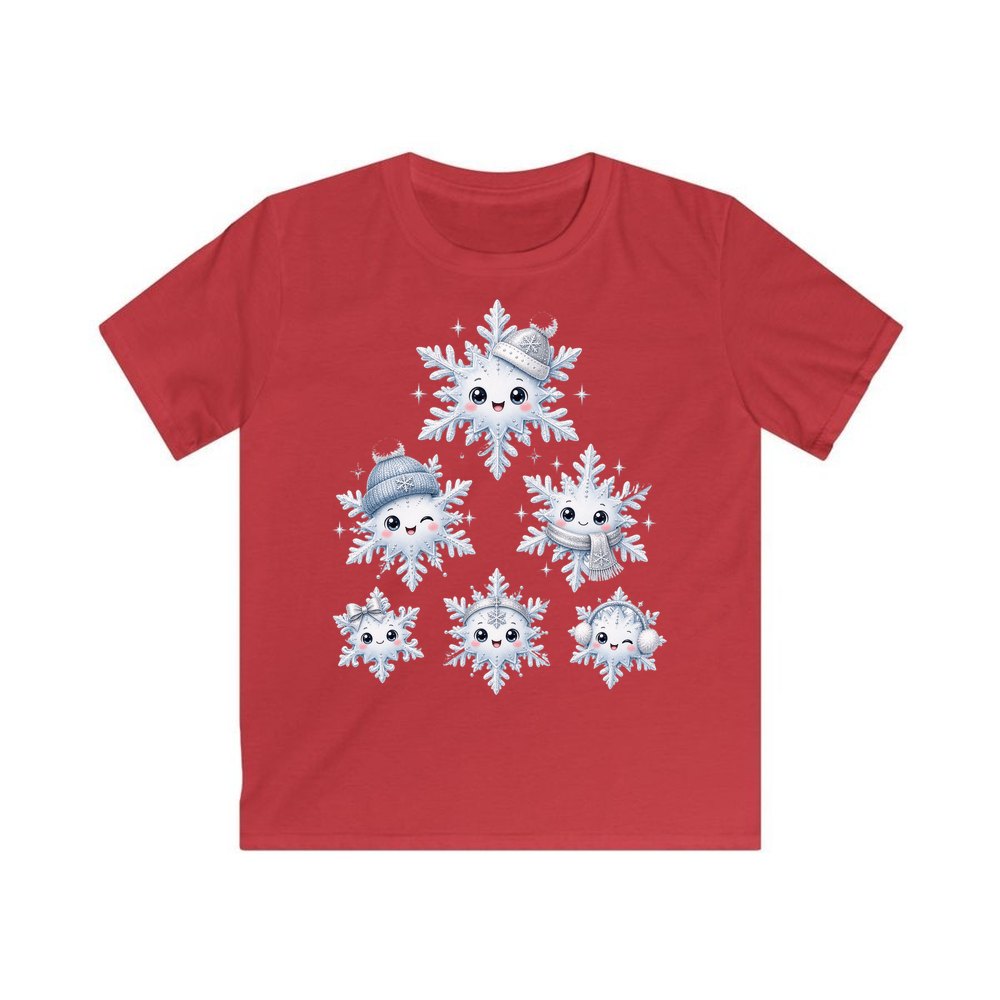 Happy Snowflake Friends personalised kids Christmas tee in red