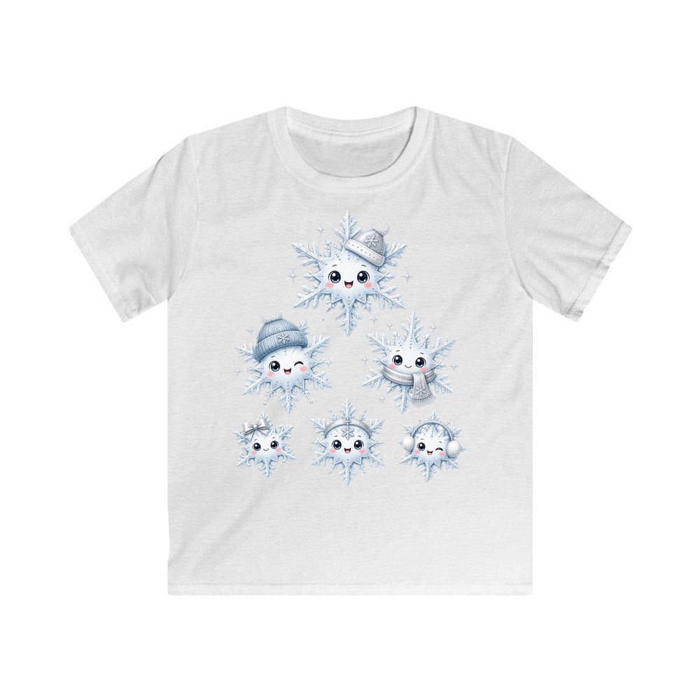 Happy Snowflake Friends personalised kids Christmas tee in white