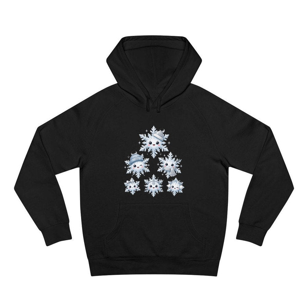 Happy Snowflake Friends personalised Christmas hoodie in black