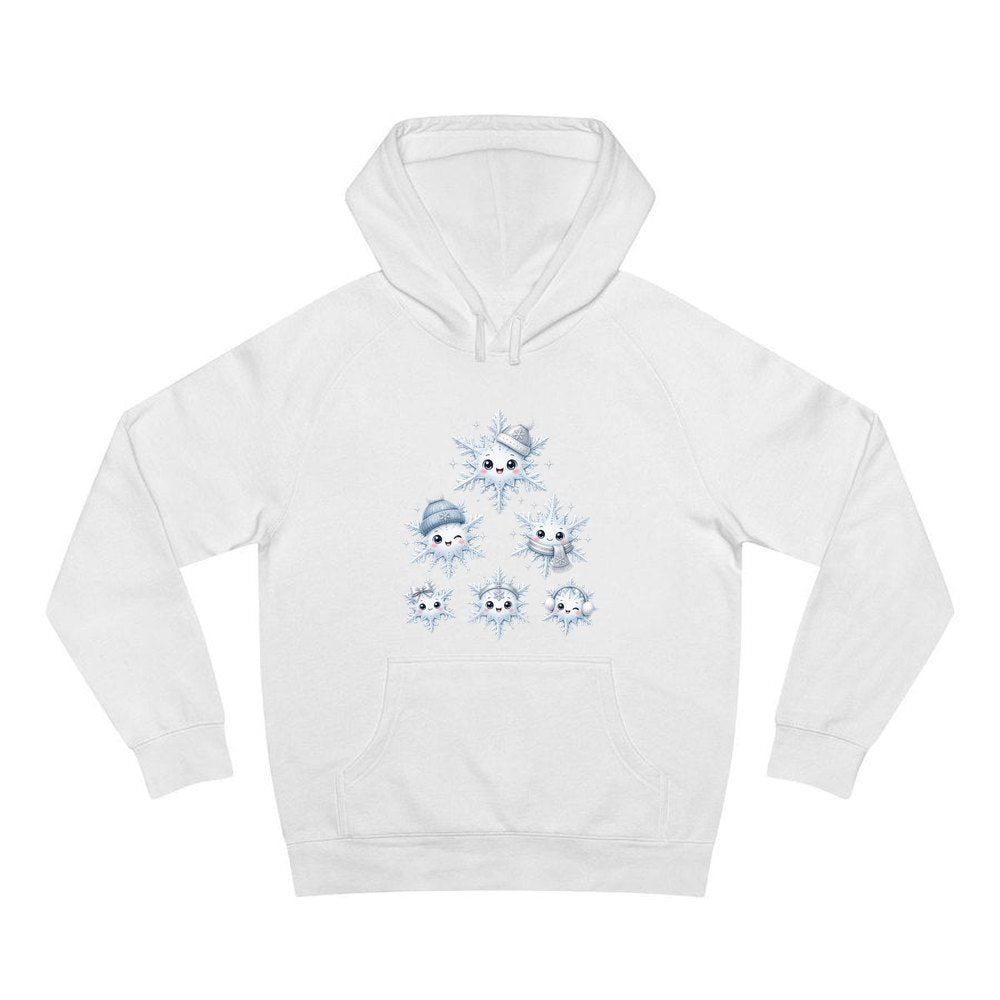 Happy Snowflake Friends personalised Christmas hoodie in white