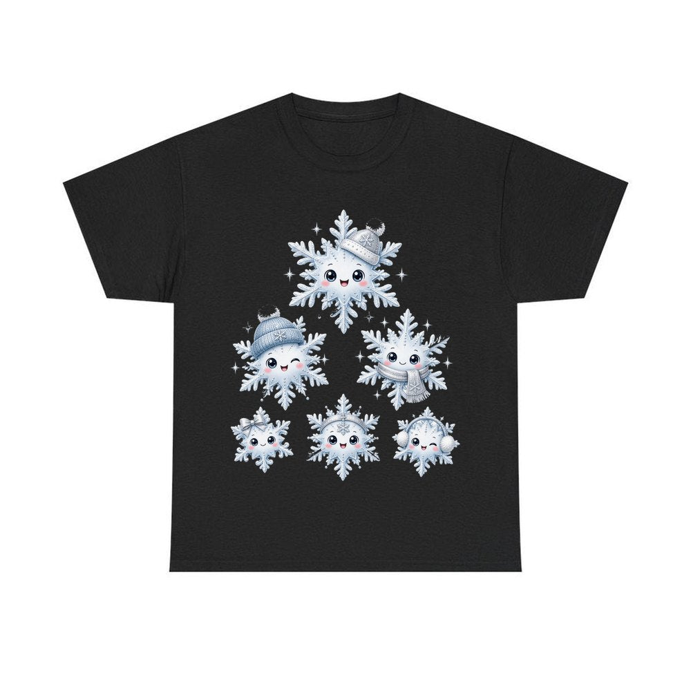 Happy Snowflake Friends personalised Christmas T-shirt in black