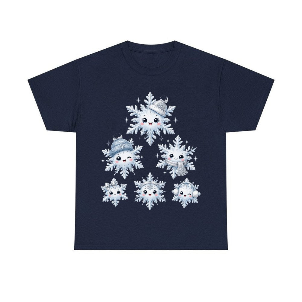Happy Snowflake Friends personalised Christmas T-shirt in navy