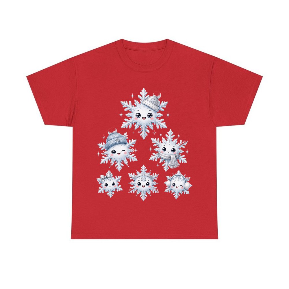 Happy Snowflake Friends personalised Christmas T-shirt in red