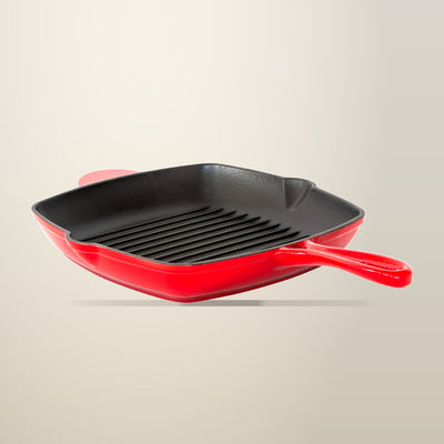 Healthy Choice Red Enamelled Cast Iron Grill Pan, 44 x 30 cm