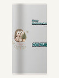 Hedgehog First Christmas Tree Personalised Beach Towel