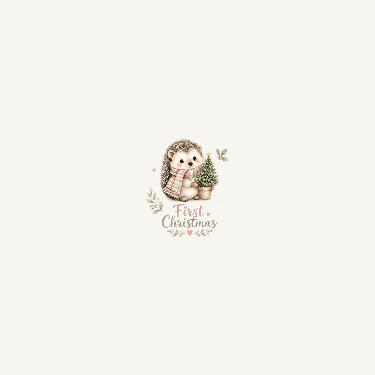 Hedgehog First Christmas Tree Personalised Beach Towel