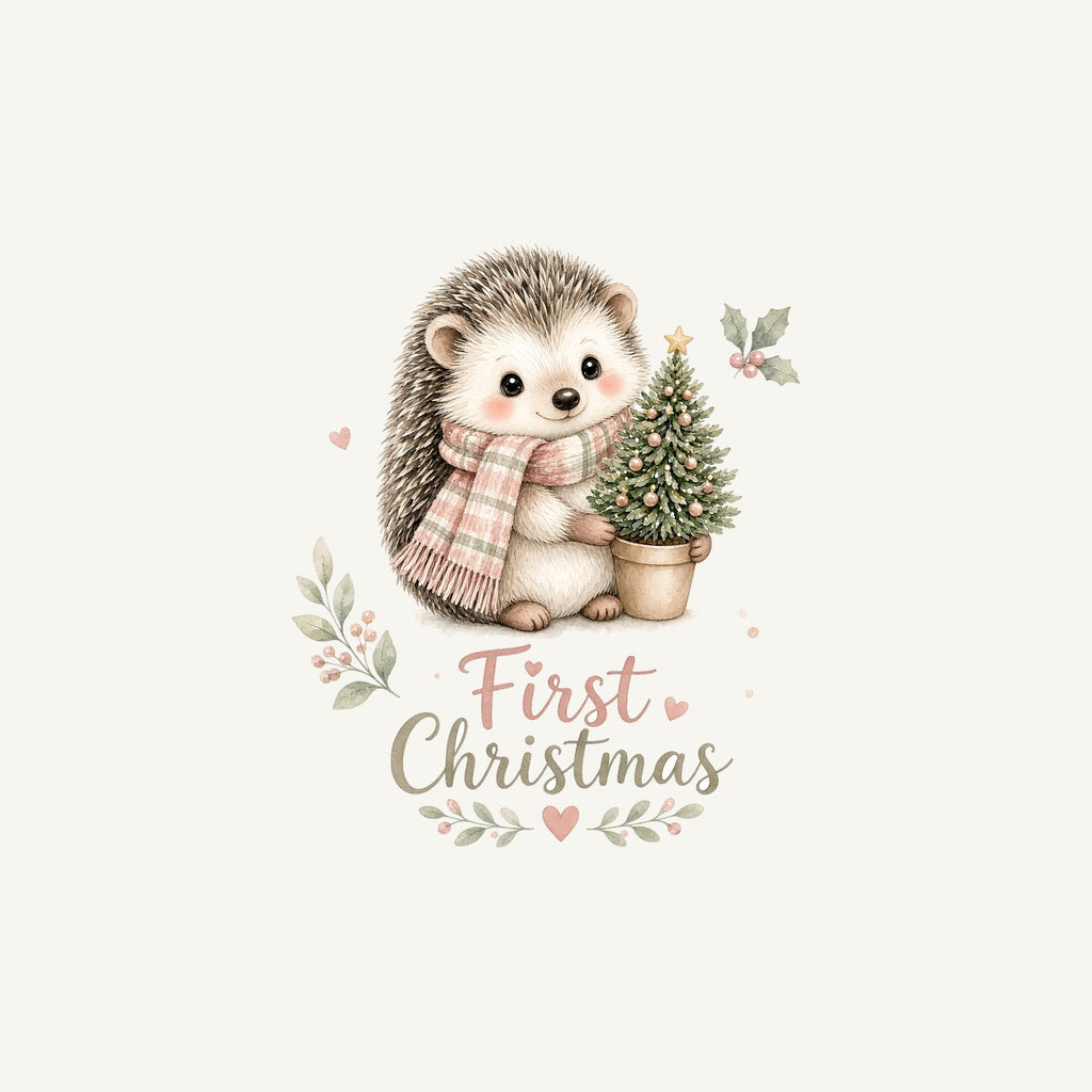 Hedgehog First Christmas Tree Personalised Christmas Mug