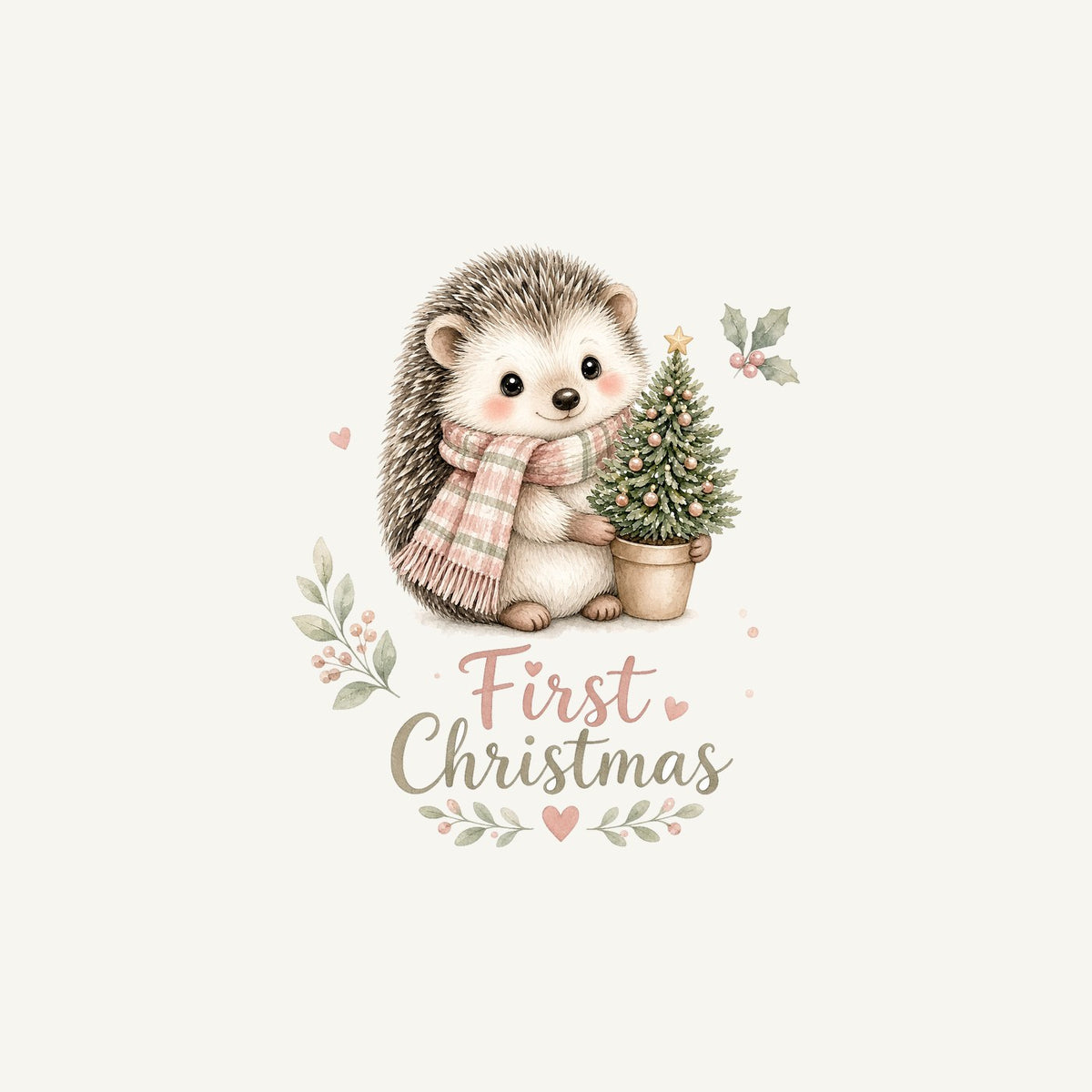 Hedgehog First Christmas Tree Personalised Christmas Mug