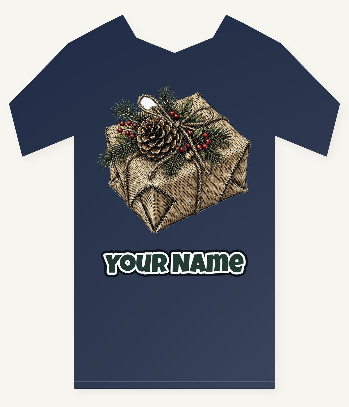 Hessian Wrapped Christmas Gift Personalised Kids Tee and Baby Bodysuit