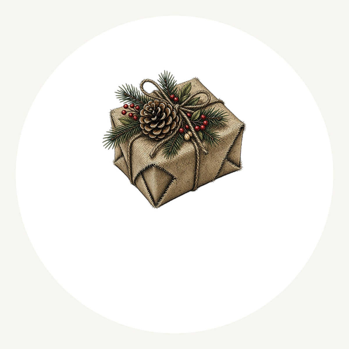 Hessian Wrapped Christmas Gift Personalised Pewter Christmas Ornament