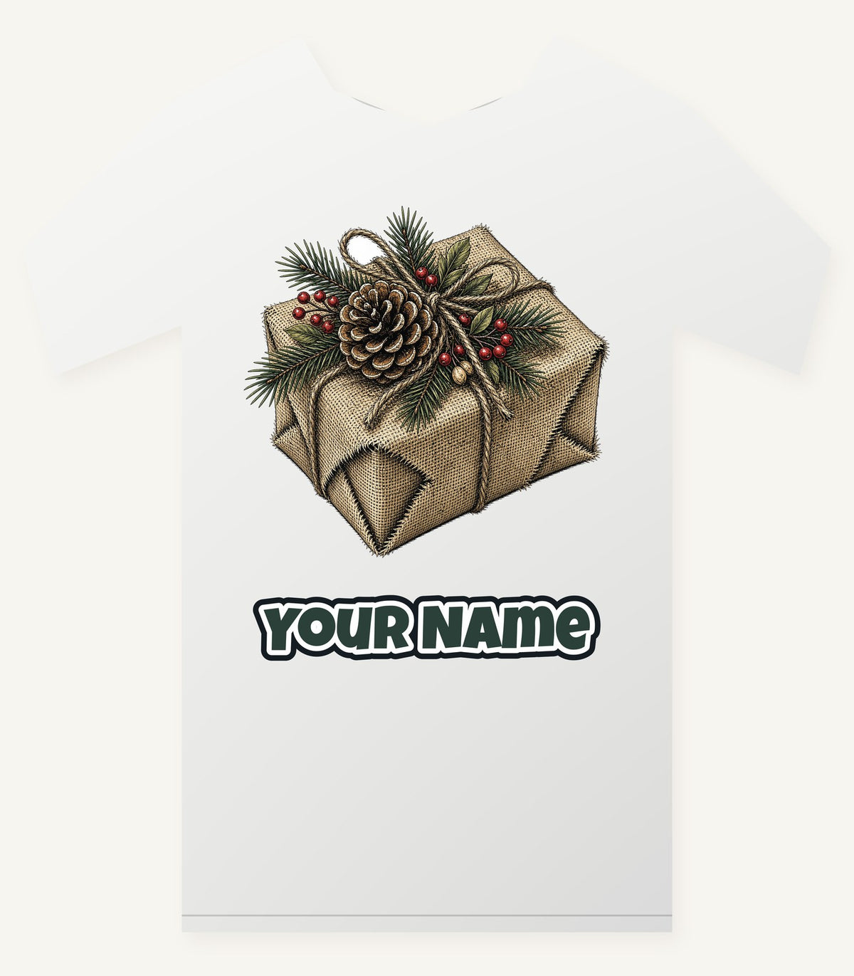 Hessian Wrapped Christmas Gift Personalised Christmas T-Shirt and Hoodie