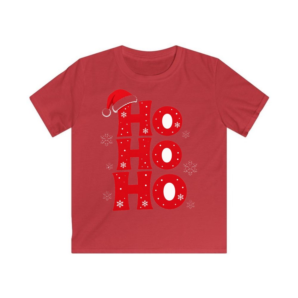 Ho Ho Ho Santa Hat personalised kids Christmas tee in red