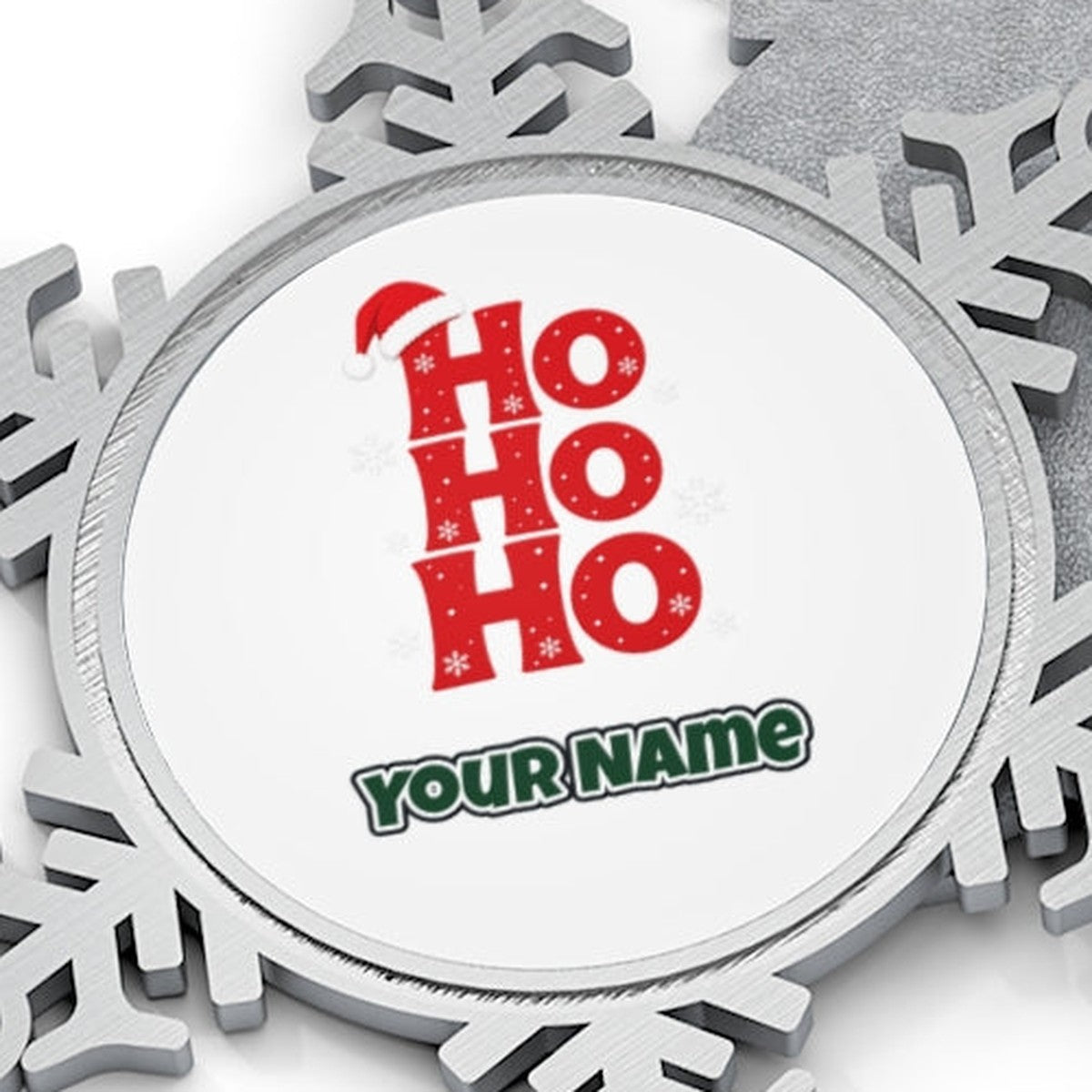 Ho Ho Ho Santa Hat Personalised Pewter Christmas Ornament