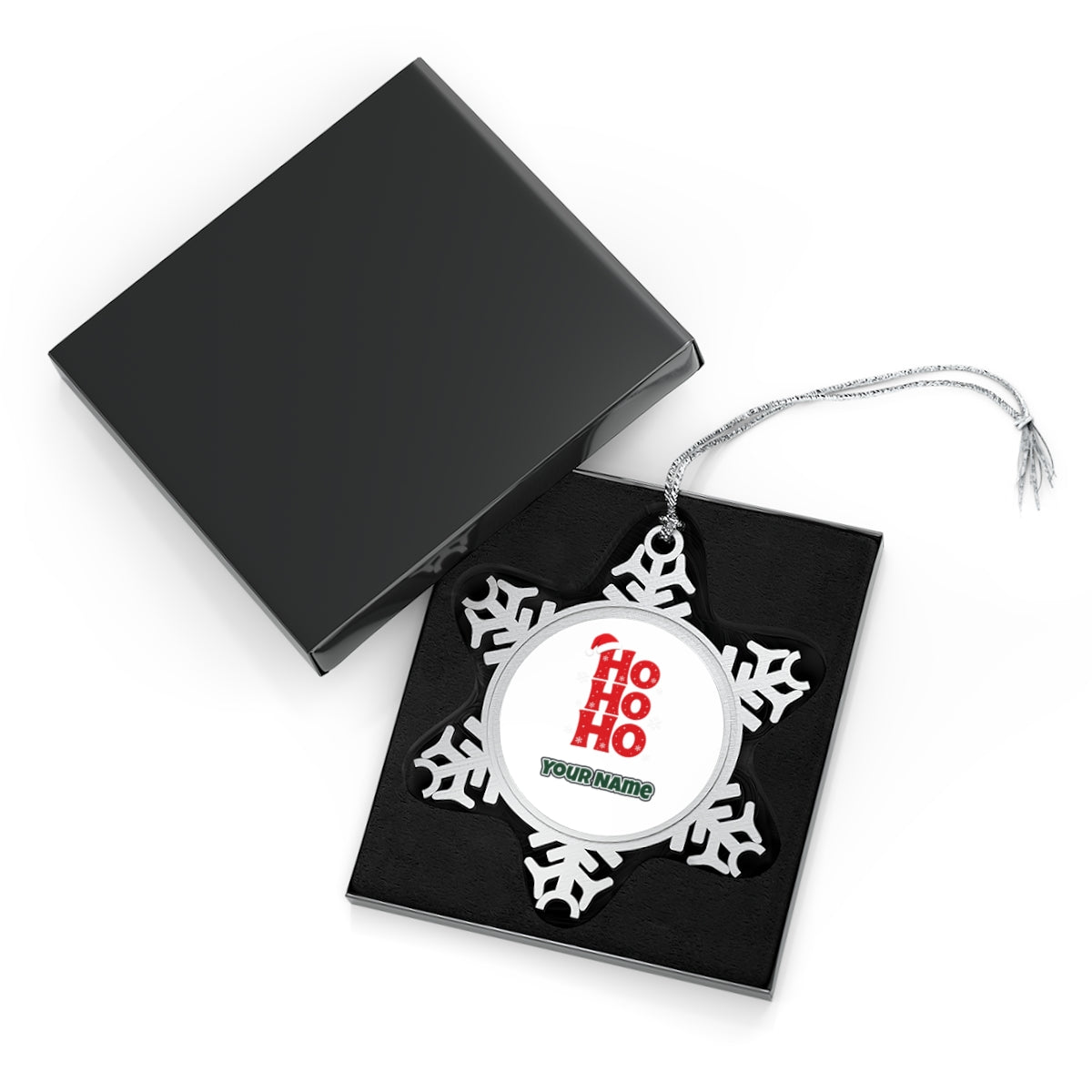 Ho Ho Ho Santa Hat Personalised Pewter Christmas Ornament