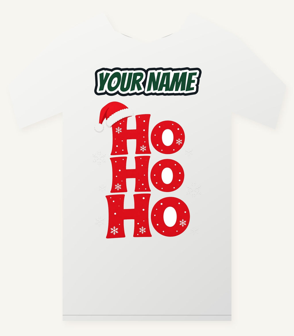 Ho Ho Ho Santa Hat Personalised Christmas T-Shirt and Hoodie