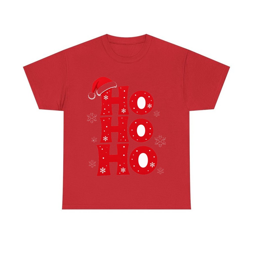 Ho Ho Ho Santa Hat personalised Christmas T-shirt in red