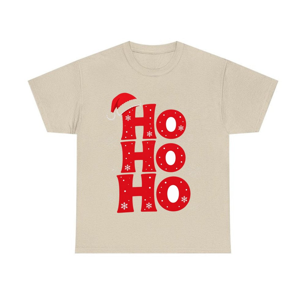 Ho Ho Ho Santa Hat personalised Christmas T-shirt in sand