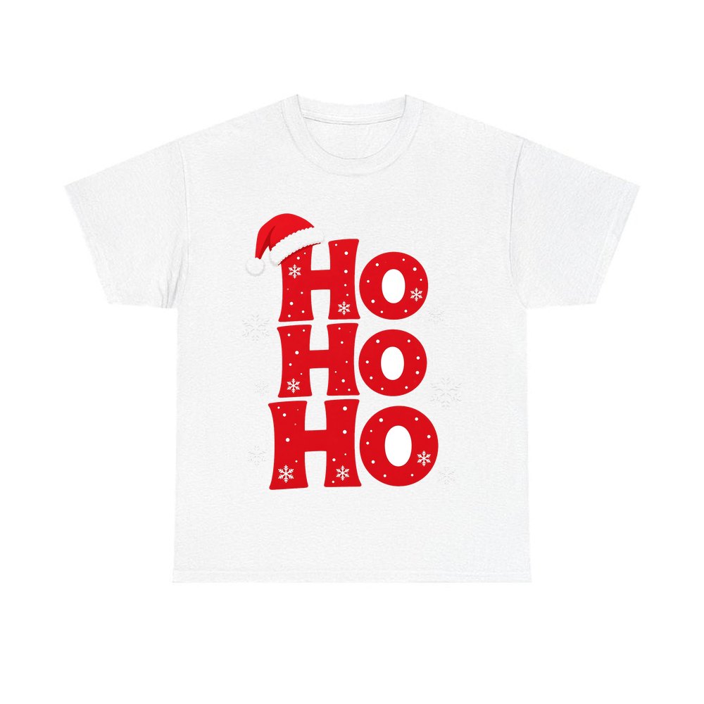 Ho Ho Ho Santa Hat personalised Christmas T-shirt in white