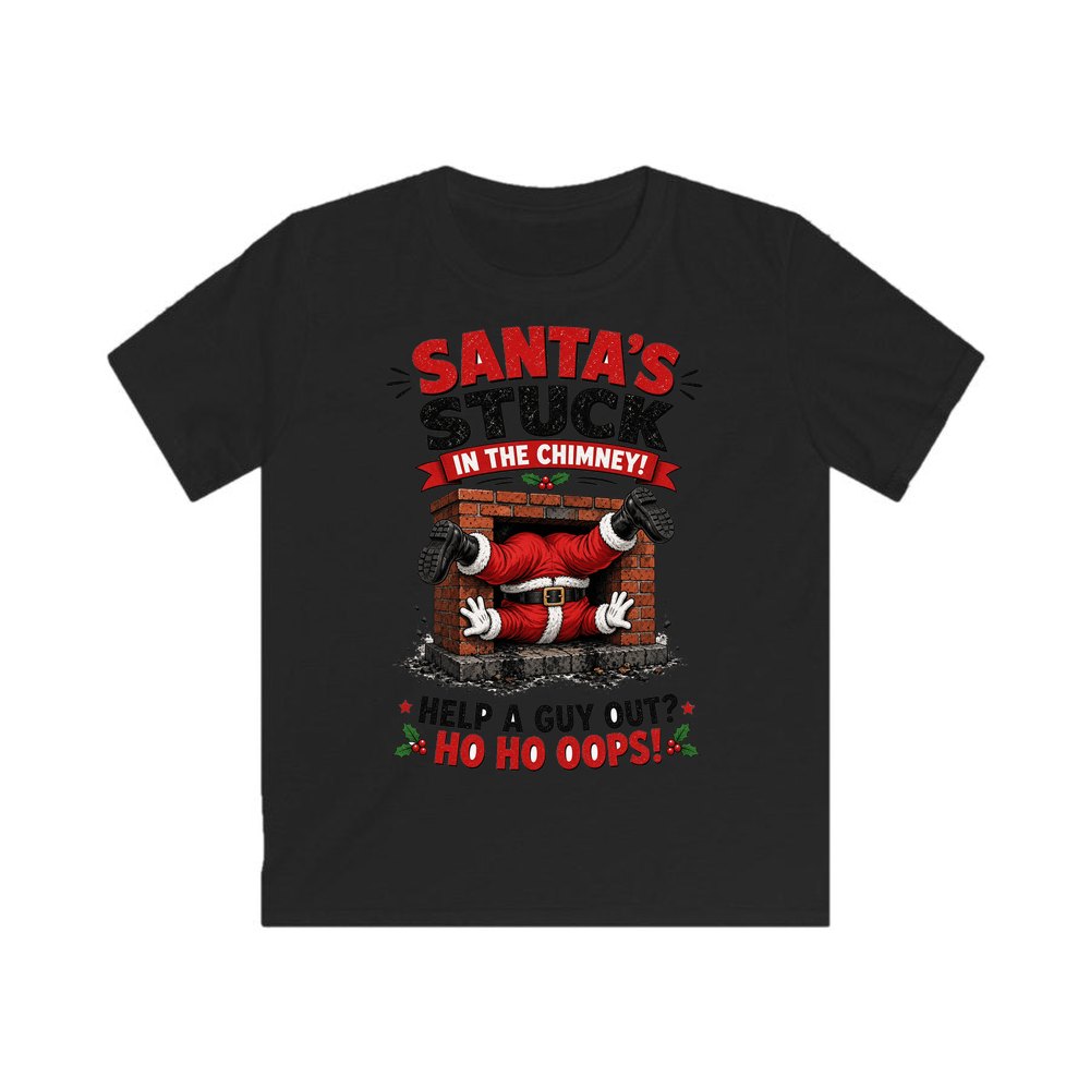 Ho Ho Oops personalised kids Christmas tee in black