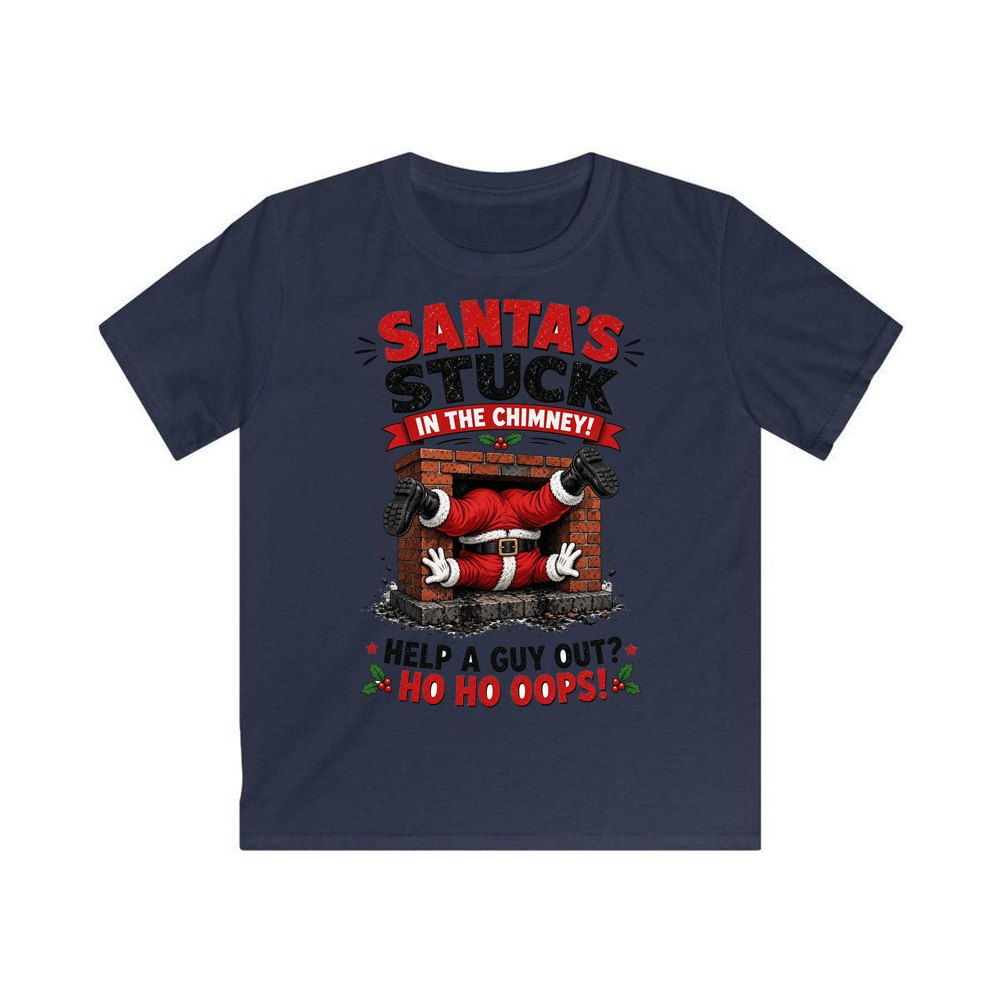 Ho Ho Oops personalised kids Christmas tee in navy