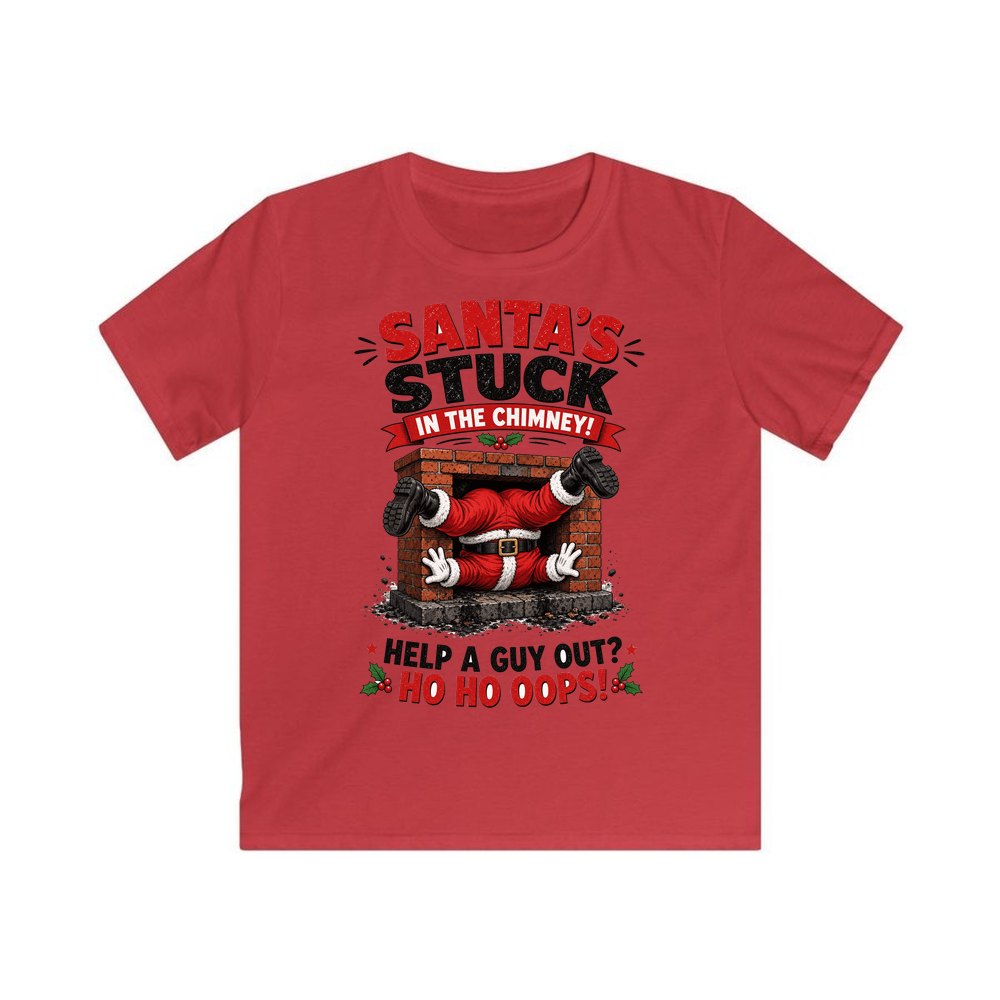 Ho Ho Oops personalised kids Christmas tee in red