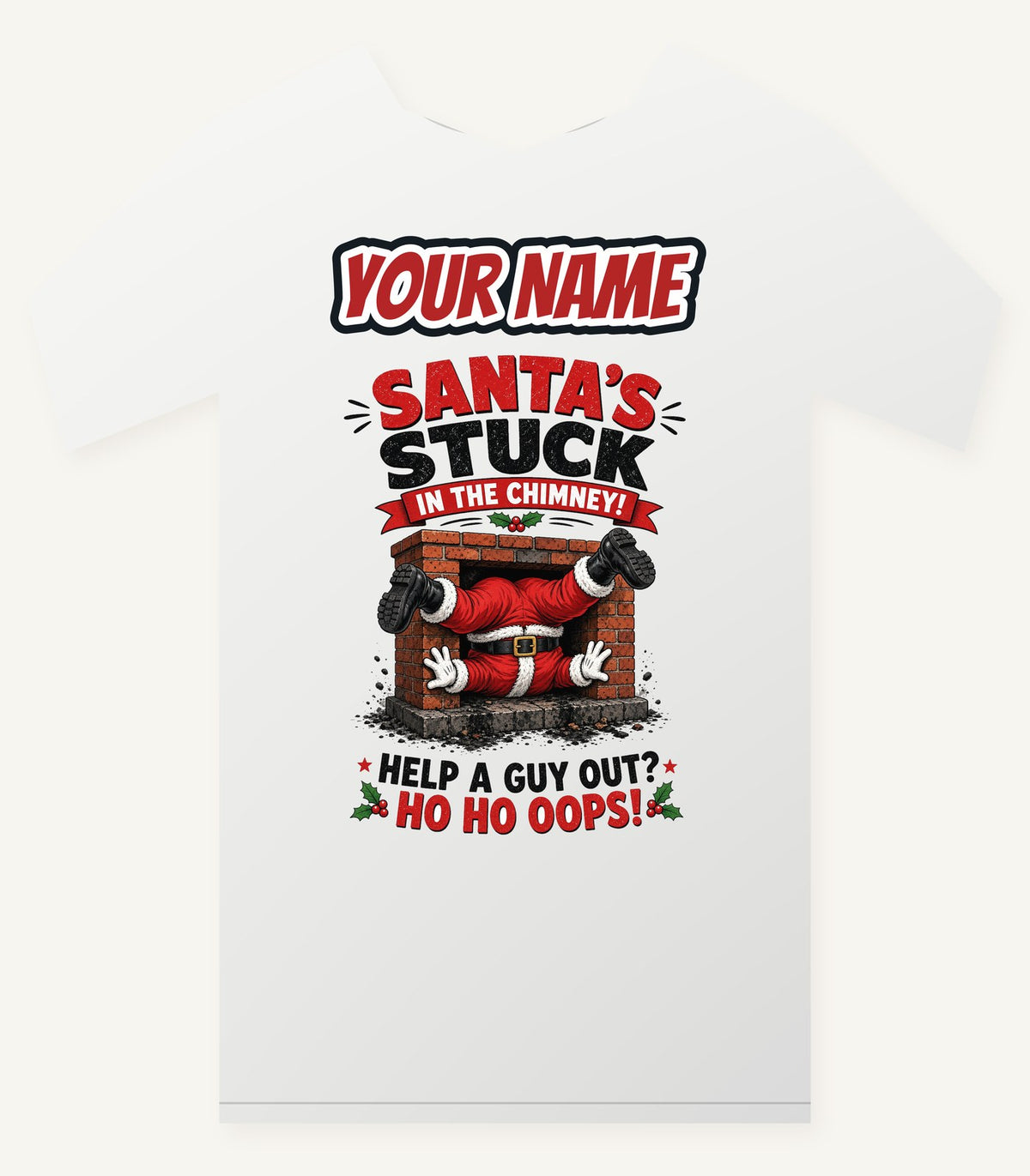Ho Ho Oops Personalised Christmas T-Shirt and Hoodie