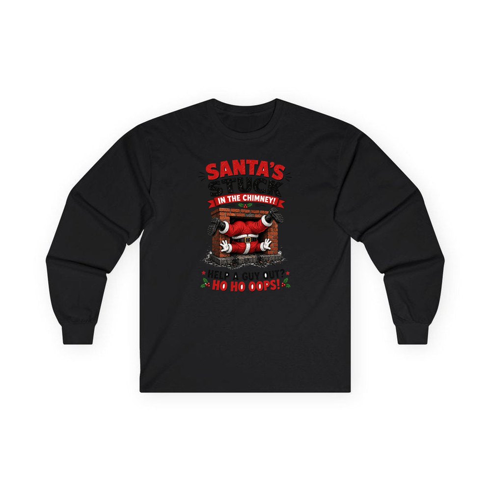 Ho Ho Oops personalised long sleeve Christmas T-shirt in black